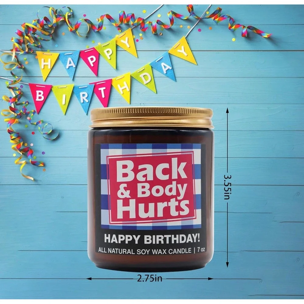 Back & Body Hurts 9oz Vanilla Scented Novelty Candle Funny Gift